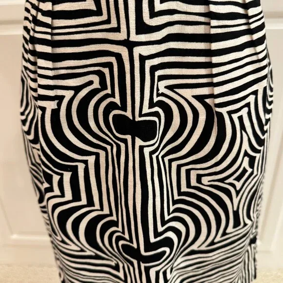 🖤🤍 Trina Turk Los Angeles Black & White Geometric Print Bodycon Dress – Size 8 - Picture 3 of 12